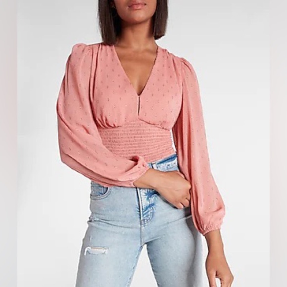 Express pink long sleeve blouse